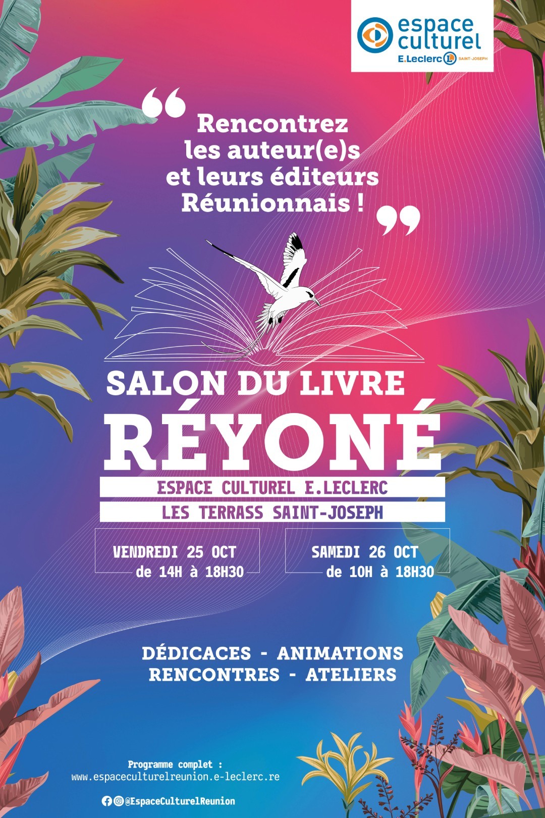 Salon du livre Réyoné à l'espace culturel Les Terrass les 25 et 26 octobre 2024